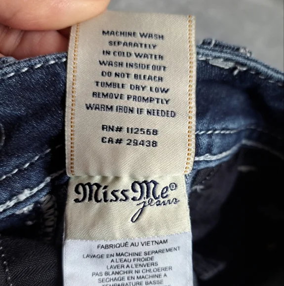 Miss Me Jeans Womens Standard Skinny Straight Leg Mid Rise Blue Sz 27 Inseam 28 - Picture 8 of 15